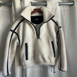 Abercrombie YPB cream fleece hoody with black accents